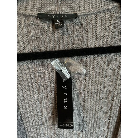 Cyrus Open Front Cable Knit Cardigan Chunky Oversized Duster Gray Knit M, NWT - Picture 5 of 7
